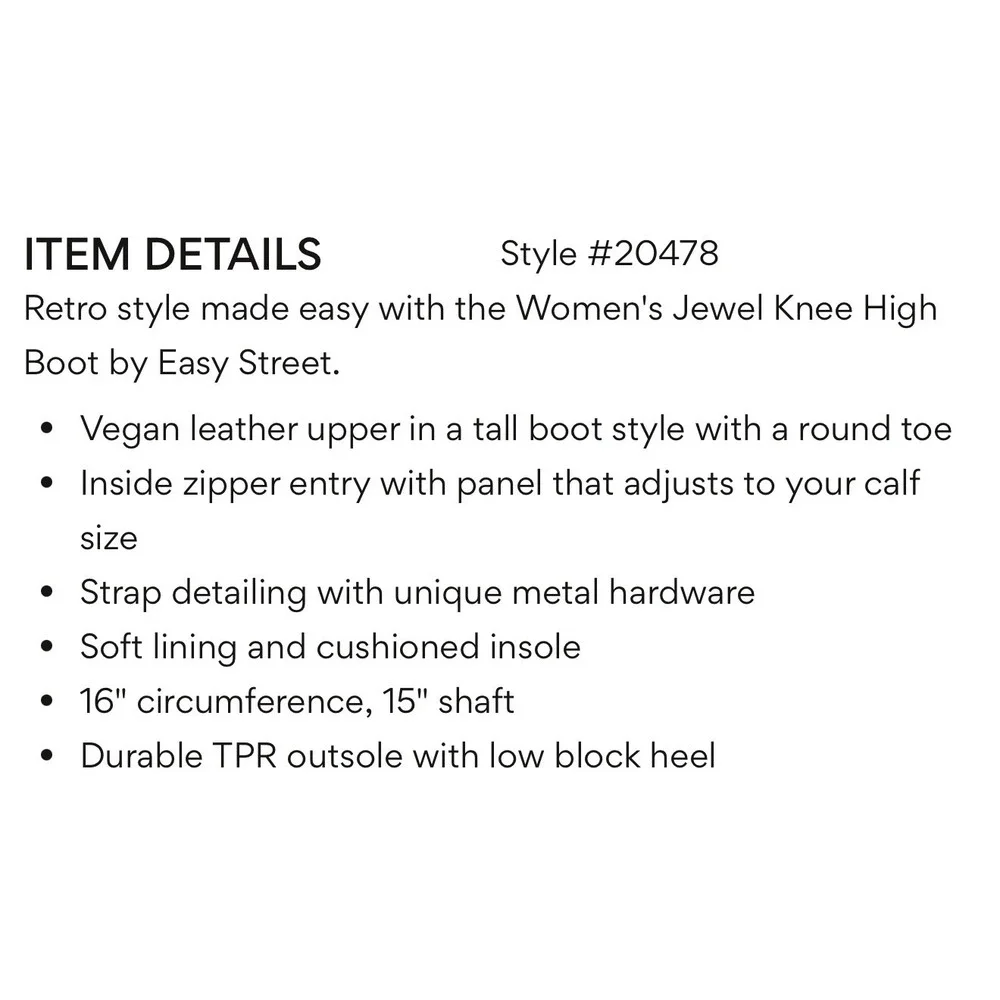 Easy Street Jewel Knee High Boots Womens Sz 8.5M Brown Strap Detail Side Zip NEW